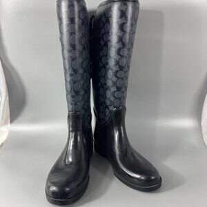Coach Tristee Logo Lace-up Rain Boots, Size 9 B